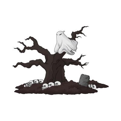 scary ghost in the old tree