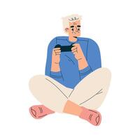 New Technologies with Senior Man Character with Gamepad Play Game Illustration vector