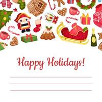 Merry Christmas and New Year Card Design with Object Template vector