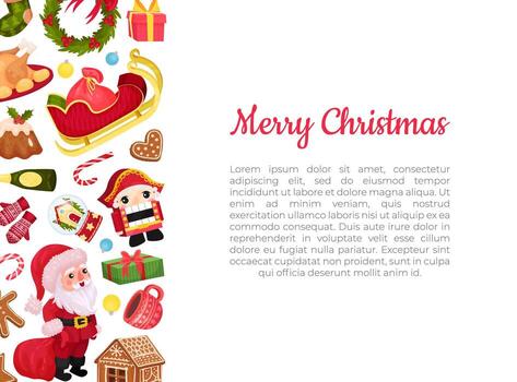 Merry Christmas and New Year Banner Design with Object Template vector