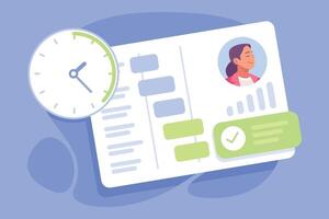 Business Process and Deadline with Analytics Document and Report Illustration vector