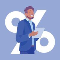 Business Process with Man Busy with Analytics Illustration vector