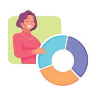 Business Process with Woman with Pie Chart Busy with Analytics Illustration vector