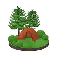 illustration of tent among the bushes vector