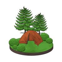 tent among the bushes vector