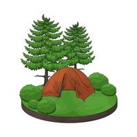 illustration of simple tent among the bushes vector