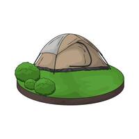 tent with bushes vector