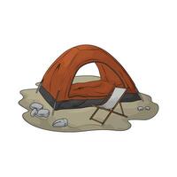 camping chair with simple tent vector