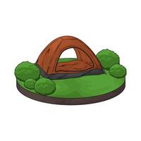 illustration of tent with bushes vector
