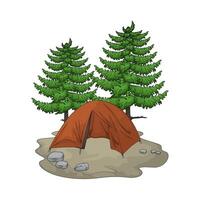 tent with pine trees vector