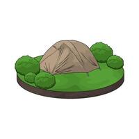 illustration of bushes with tent vector
