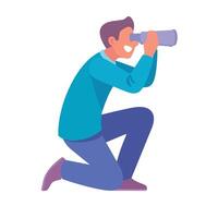 Man Character Look in Telescope Search for Opportunity Illustration vector