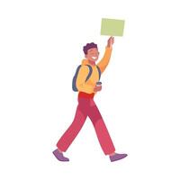 Man Participate in Demonstration with Banner Illustration vector