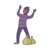 Man Criminal Caught Stand with Raised Hands Commit Crime and Theft Illustration vector