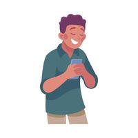 Man Character Use Mobile Smartphone Device Illustration vector