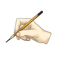 yellow sharpened pencil on hand vector
