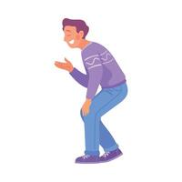 Man Character Talking to Somebody with Gesture Illustration vector
