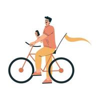 Man Character Riding Bicycle in the Park Illustration vector