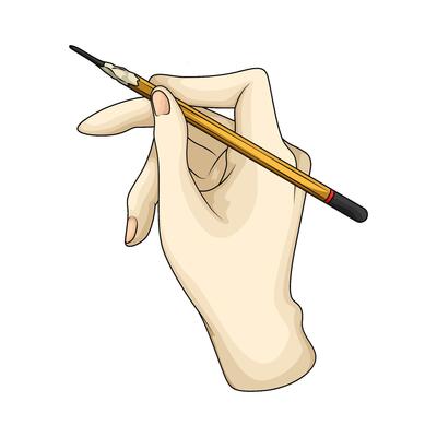 yellow sharpened pencil on hand illustration