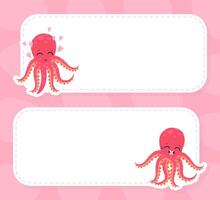 Cute Octopus Empty Note Card Frame Template vector