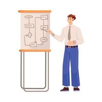 Man Office Staff Character at Workplace Show Presentation Illustration vector