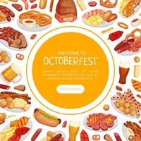 October Fest Banner Design with Food and Beer Template vector