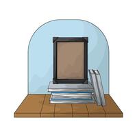 black photo frame on top of a stack of books vector