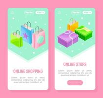 Online Shopping Banner Mobile Design with Box and Package Template vector