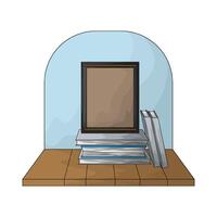 black photo frame on top of a stack of books illustration vector