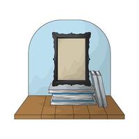 simple photo frame on top of a stack of books vector