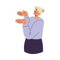 Senior Woman Character Standing with Open Arm Gesture Illustration vector