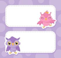 Funny Owl Empty Note Card with Space Template vector