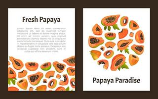 Papaya Fruit Banner Design with Cut Section with Seeds and Orange Pulp Template vector