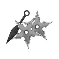 kunai with ninja shuriken vector