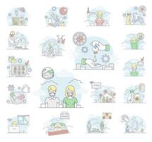 Coronavirus Pandemic Infographic Line Object and Element Set vector