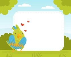 Empty Banner with Green Parrot Funny Bird Template vector
