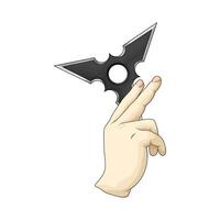 Hand is throwing sharp shuriken vector