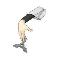 illustration of Hand is throwing sharp shuriken vector