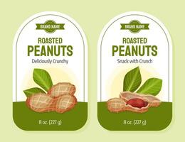 Roasted Peanut Natural Label Design with Kernel Shell Template vector