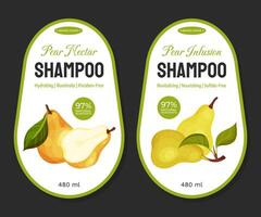 Fresh Pear Fruit Shampoo Label Design with Garden Crop Template vector