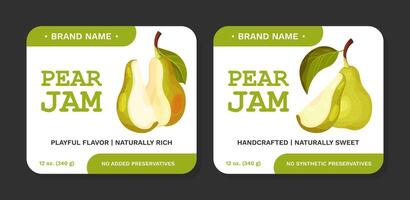 Fresh Pear Fruit Jam Label Design with Garden Crop Template vector