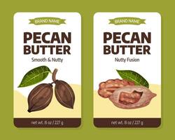 Pecan Nut Butter Label Design with Kernel and Shell Template vector