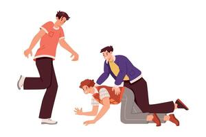 Man Fighting and Beating with Aggression and Violence Illustration vector