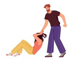 Man Fighting and Beating Woman with Aggression and Violence Illustration vector