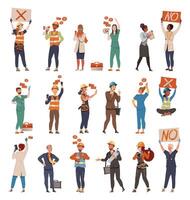 Dissatisfied People Character Showing Disapproval Gesture and Demonstrate Set vector