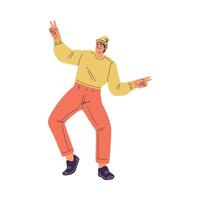 Dancing Man Character in Rhythmic Movement Pose Illustration vector
