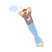 Man Character Dreaming with Cumulus Cloud Imagining Illustration vector