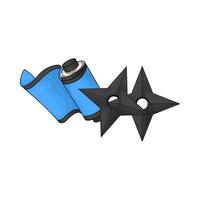 illustration of Ninja Star Shuriken with ninja scroll vector