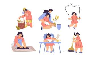 Creative Women Engaging in Multiple Activities and Pursuing Their Passions Enthusiastically vector