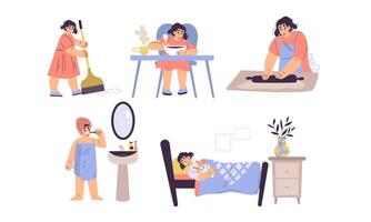Daily Life Activities Illustrated in a Fun and Engaging Style for Everyone to Enjoy vector